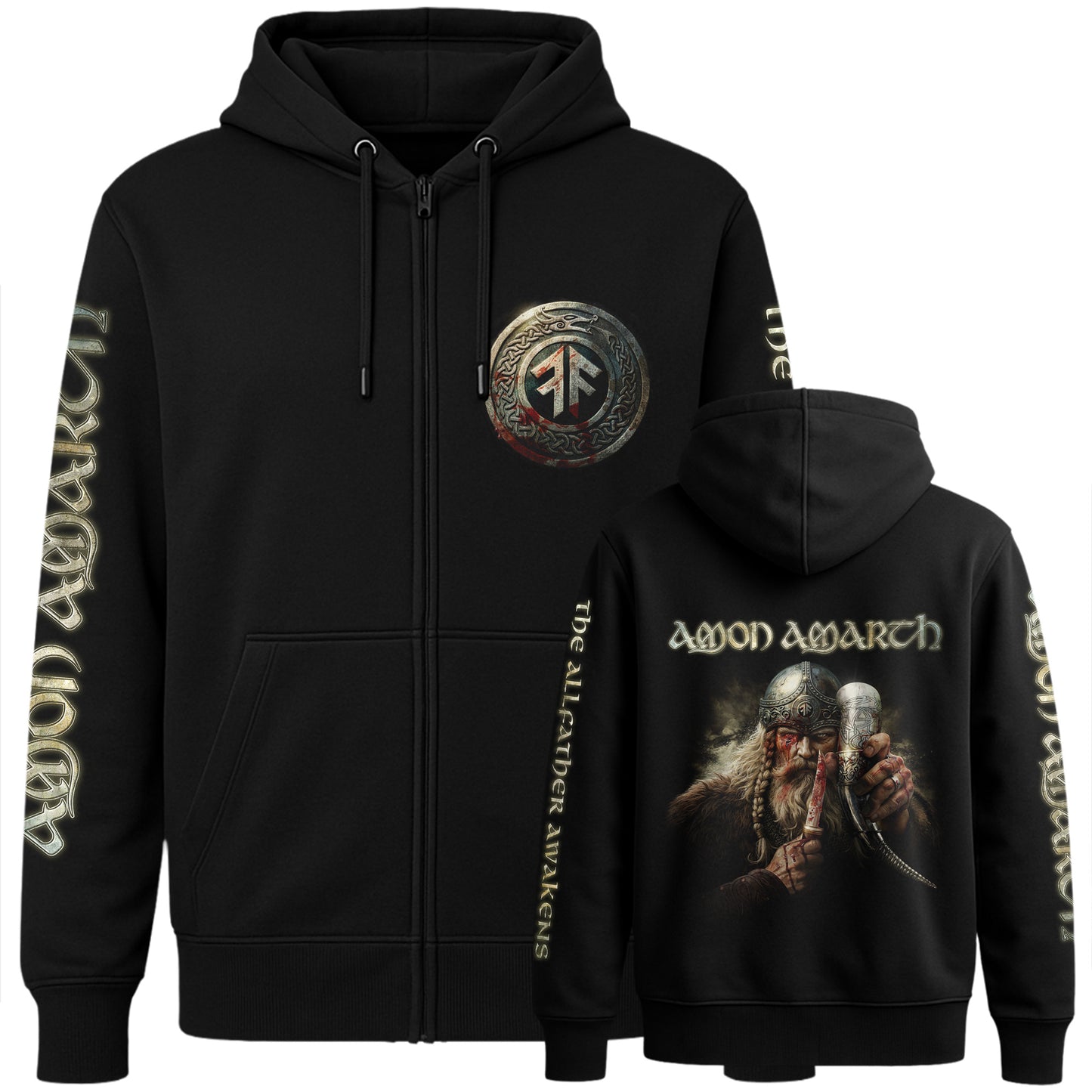 AMON AMARTH The Allfather Awakens Zip Hoodie & Exclusive Golden Hall Vinyl Bundle