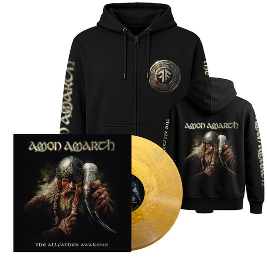 AMON AMARTH The Allfather Awakens Zip Hoodie & Exclusive Golden Hall Vinyl Bundle